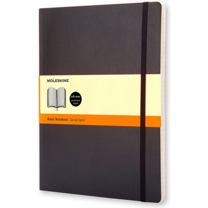 Блокнот MOLESKINE Classic Soft XLarge, линейка, черный QP621
